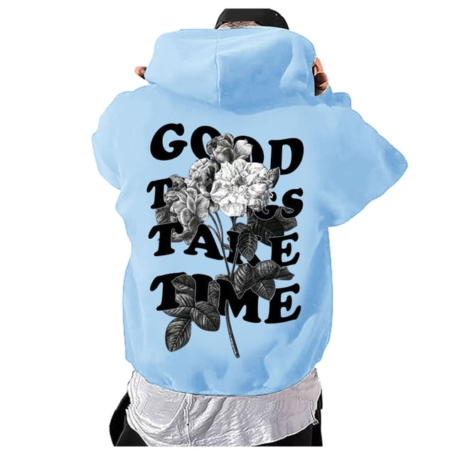 Mens Fashion 3D Digital Print Hooded Pullover Long Sleeve Casual Sweater Top