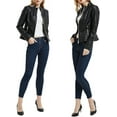 thumbnail image 2 of Women's Genuine Lambskin Leather Jacket Motorcycle Biker Leather Black Jacket W301, 2 of 4