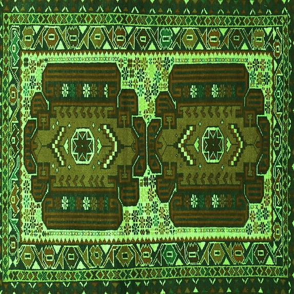 Ahgly Company Indoor Square Persian Green Traditional Area Rugs, 5' Square