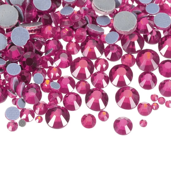 1036 Pcs Hotfix Rhinestones Flatback Crystal Glass Gems with Clear Bag Nail Art Kit for Crafts Clothes DIY Decoration 5 Sizes (SS6-SS30 Set,Rose Red)