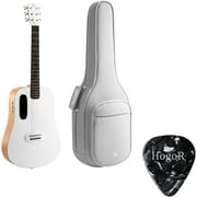 Open Box BLUE LAVA 36" Frost White Guitar for Right Handers 4-MASS Technology with HogoR Guitar Pick
