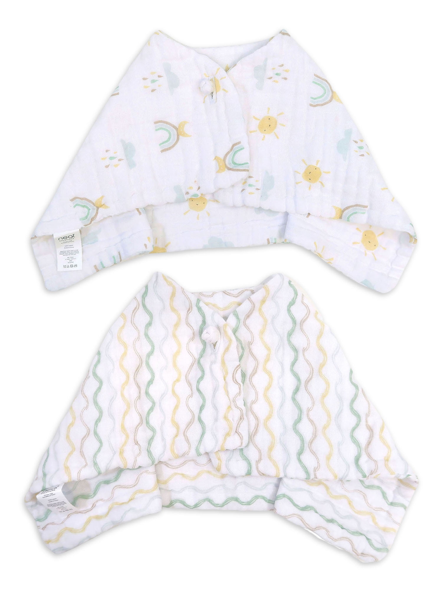 (3 pack) Neat Solutions Unisex Newborn Muslin Burp 2 Bib 2 Pack