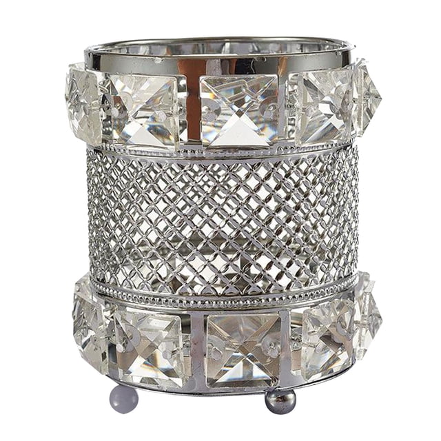 Organizador de brochas de maquillaje hecho de europeo Bling plata Gloria colección de almacenamiento de cosméticos
