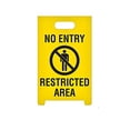 thumbnail image 4 of Top Tape and Label Restricted Area Sign ASF1004 A-Frame Plastic Stand Up Floor; 12 Inch Width x 19 Inch Height; Black With Yellow Background; No Entry Restricted Area; Printed On Both Side, 4 of 4