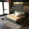 thumbnail image 6 of SWQQWEI Queen Upholstered Bed Frame,with Oversized Padded Backrest and Solid Wood Frame, Suitable for Multiple Heights of Mattresses,Green, 6 of 14