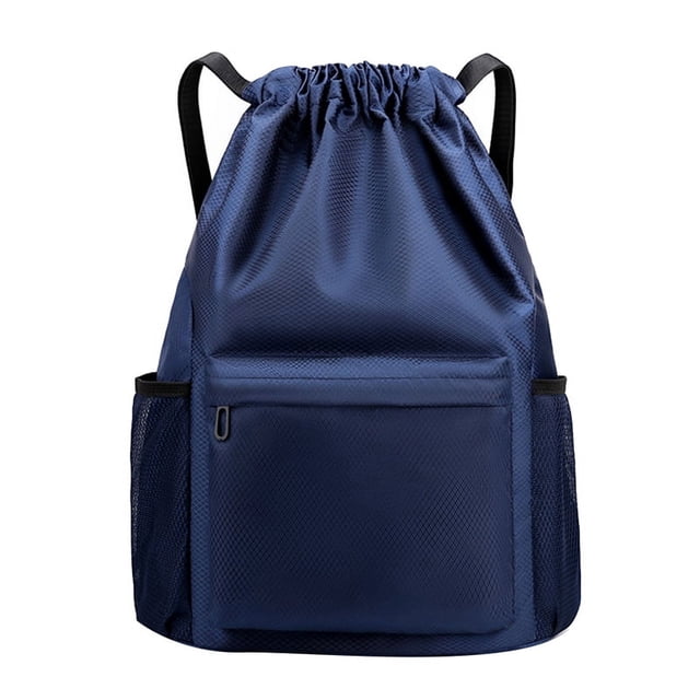 Mochila de Bolsillo con CordóN Bolsa de Viaje con CordóN Bolsa de Deporte de Fitness para Mujeres Hombres Azul Oscuro