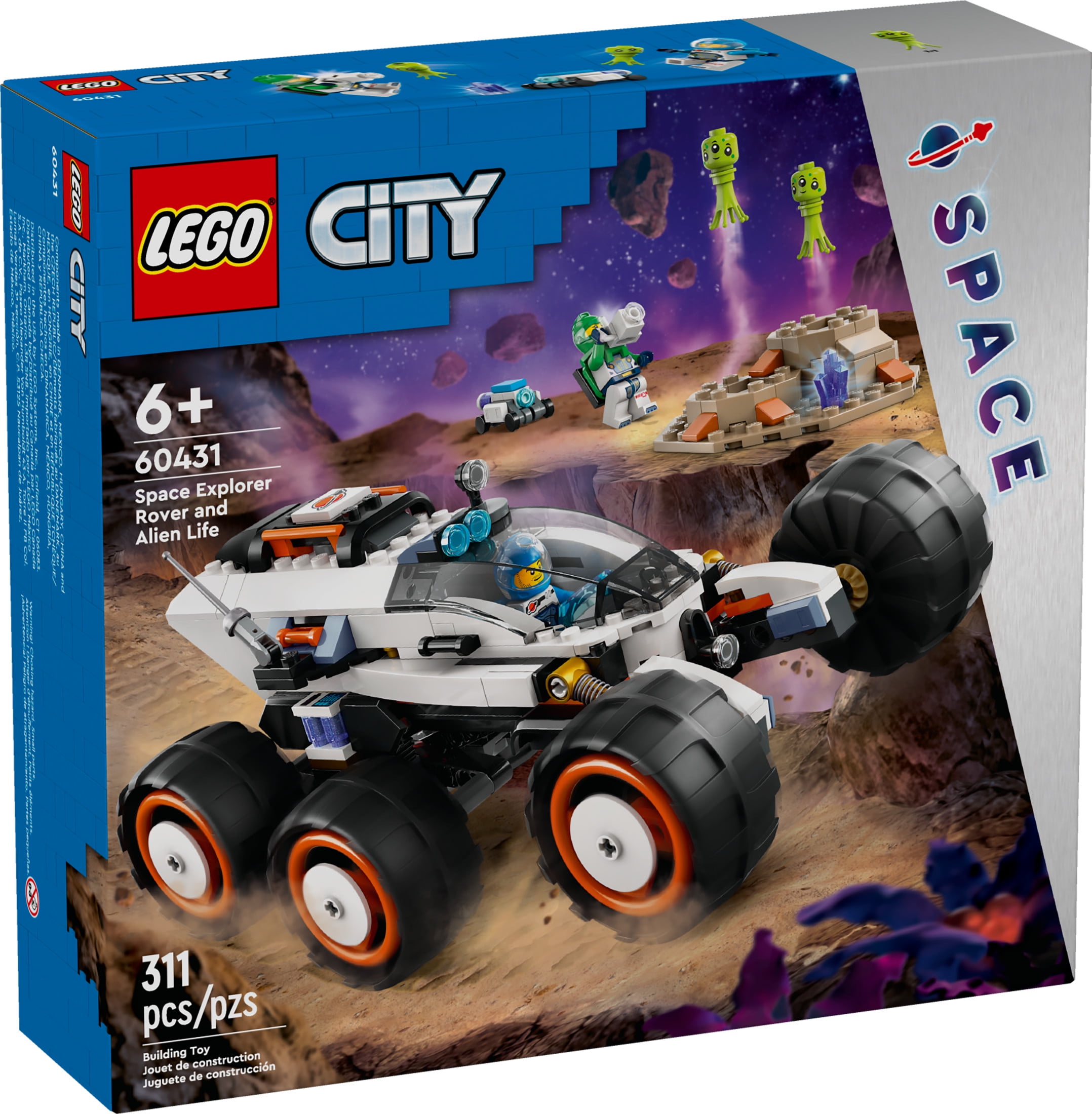 LEGO City Space Explorer Rover and Alien Life Toy, Space Gift for Boys and Girls Ages 6 and Up with 2 Minifigures, Robot and Extraterrestrial Figures, Pretend Play STEM Toy, 60431