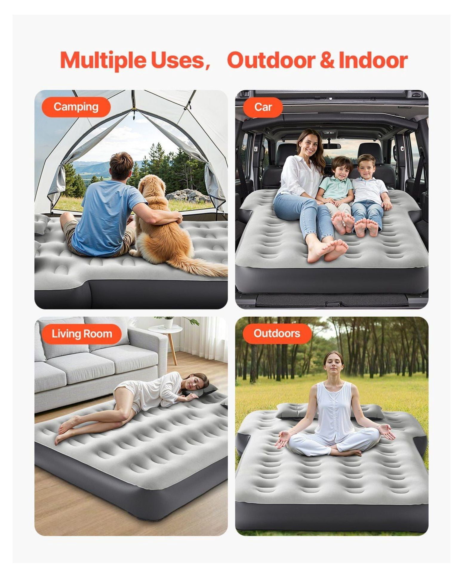 Car Air Mattress, Inflatable Camping Bed with Pump - Toyota 4Runner & Jeep Wrangler Fit - Travel Sleeping Pad