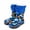 Blue Dinosaur, variant on Kids Warm Lined Rain Boots With Drawstring – Waterproof Rubber Rain Boots For Boys, Non-Slip Wellies With Car & Truck Pattern