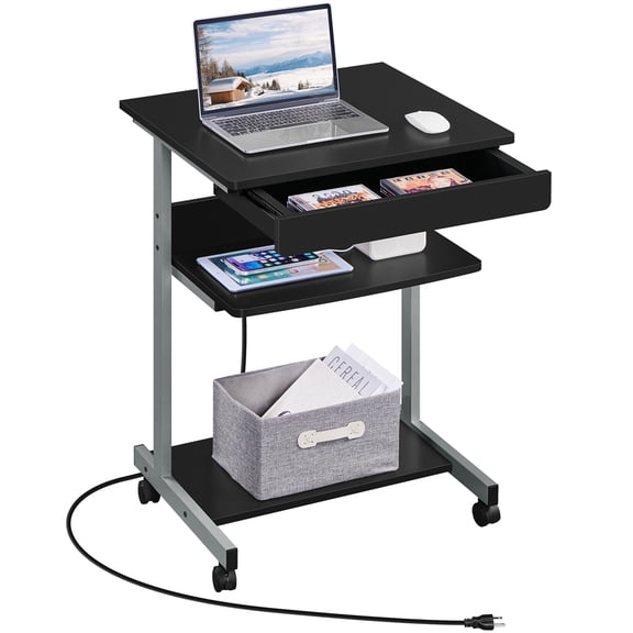 Yaheetech 31.5''H  Laptop Computer Desk with Power Outlet,Black