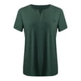 thumbnail image 2 of Dyfzdhu T-shirt For Women Ladies Top V Neck Fashion Solid Color Short Sleeve Pocket Loose T Shirt Green XXXXXL, 2 of 4