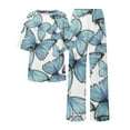 thumbnail image 4 of Jxximdong Pajamas for Women Set Summer Cotton Linen T Shirts Straight Leg Pant Plus Size 2 Piece Set Mint Green Loungewear XL, 4 of 5