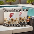 thumbnail image 5 of Farmhouse Pillow Covers 2 Pack Vintage Farm Chicken Sunflowers Black Plaid Beige Pillowcase Waterproof Outdoor Throw Pillow Cover for Patio Garden Square Cushion 18”x18”, 5 of 9
