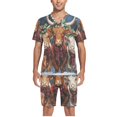thumbnail image 5 of joogoo Men's Pajama Set Highland Cattle V-Neck Pj Shorts Set 2 Piece Loungewear Sleepwear S, 5 of 7
