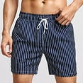 thumbnail image 2 of ATOYSOY Men's Swim Trunks Bathing Suits Pocket Workout Activewear Hawaiian Tropical Stripe Holiday Boys Summer Beach Trendy Pants Cotton Lined Quick Dry Causal Blue, 2 of 9