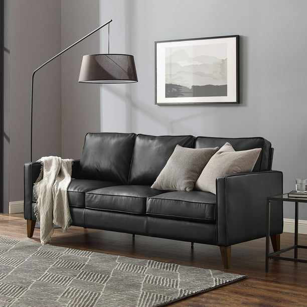 Faux Leather Sofa Black Com, Room And Board Dean Sofa Review