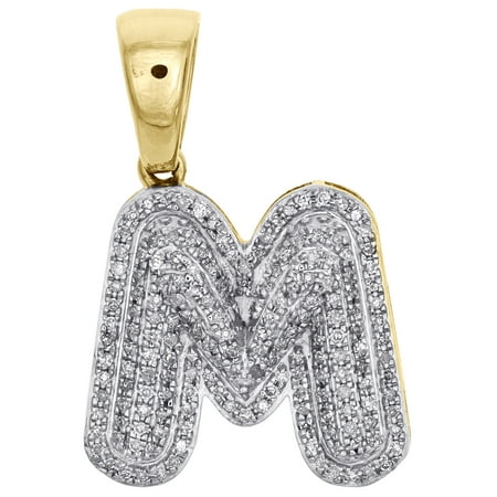 JFL Diamond Jewelry - 10K Yellow Gold Diamond Initial M Pendant 1.15 ...