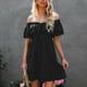 thumbnail image 3 of Vestido de las mujeres fuera del hombro, vestido corto casual con volantes para las citas para el verano Negro L LHCER 1, 3 of 5