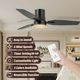 thumbnail image 2 of Vagizm Ventilador de Techo Empotrado de 42 Pulgadas con Luz - Ventilador de Techo Moderno de 3 Aspas para Sala de Estar y Recámara - Motor CC Silencioso - Regulable - Función Reversible - Negro, 2 of 7