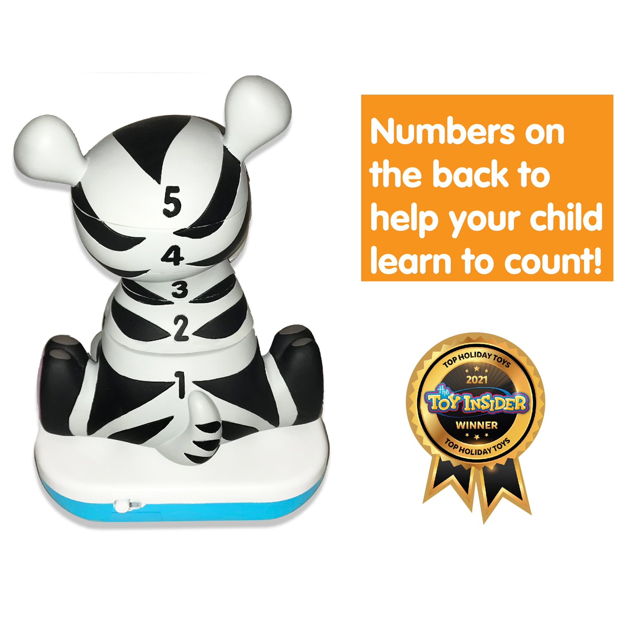 Stack-a-Roos Pals: Baby Zebra - Lights & Sounds, Kids Ages 12+ Months, 5 Piece Stacking Animal Tower, Counting & Stacking, Toy