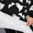 thumbnail image 3 of Oversized Wearable Blanket Hoodie,Halloween Ghost and Bat Silhouette Pattern Sherpa Blanket Hoodie with Super Pockets,Super Warm Fuzzy Pullover for Women & Men, 3 of 6