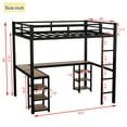 thumbnail image 4 of Full Loft Bed with Desk, UHOMEPRO Modern Metal Loft Bed with 6 Storage Shelves, Heavy Duty Loft Bed Full Size with Ladder and Safety Guard Rails, Long L-shaped Desk, Black, 4 of 13