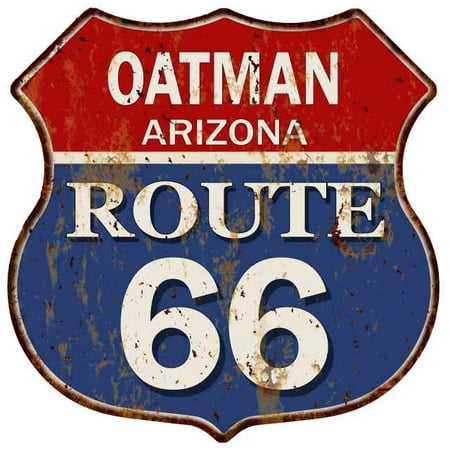 Arizona Led Sign - OATMAN, ARIZONA Route 66 Shield Metal Sign Man Cave Garage 211110013028