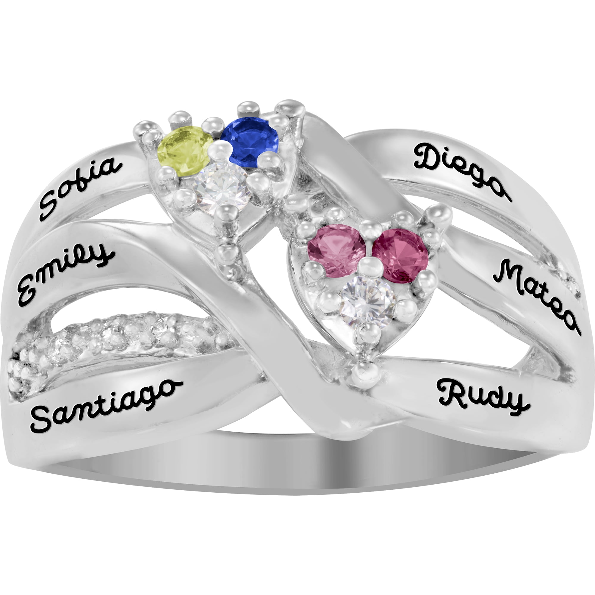 Personalized Family Jewelry Sunny Birthstone Women's Ring available in Sterling Silver, 10k Gold Over Silver, and 10k Yellow and White Gold