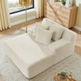 thumbnail image 5 of Oversized Chaise Lounge Chair Indoor, 50 Inch Wide Upholstered Velvet Sleeper Sofa Couch, Comfy Fluffy Cloud Couch Boneless Couch for Living Room, No Assembly Required, Beige, 5 of 8