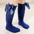 thumbnail image 2 of Tao Tao Newborn Baby Girls socks with bows Autumn Toddler Big Bow Knee High Long Soft Kids Christmas Sock Spanish Style Navy 2 Years, 2 of 5
