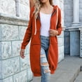 thumbnail image 6 of Dwellite Women's Zip Up Hoodies Oversized Fleece Long Tunic Sweatshirts Casual Fall Jacket Coat with Pockets Orange XL, 6 of 6