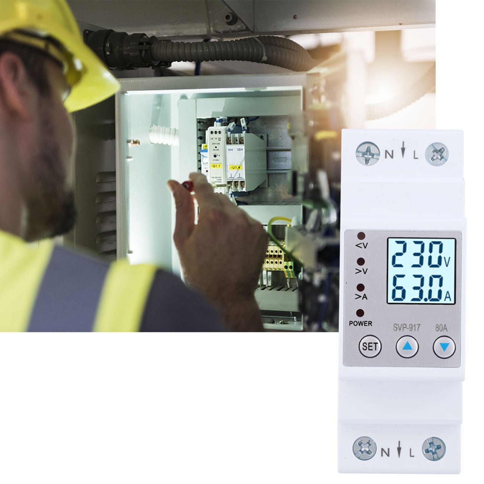 Dispositif Protecteur De Tension 230V Monophasé LED Protecteur Sur Et