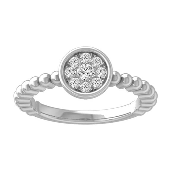 Araiya Fine Jewelry 10K White Gold Round-shape Lab Grown Diamond Cluster Ring (1/4 Cttw, D-F Color, VS1 Clarity) Size 7.5