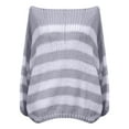 thumbnail image 4 of Arlun Women's Knit Striped Sweaters Oversized Color Clock Long Sleeve Crewneck Pullover Sweater Cute Loose Fit Comfortable Fall Winter Trendy Sweater Tops Grey M, 4 of 4