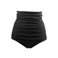 thumbnail image 1 of Ame Women Fashion High Waist Bikini Bottom Ladies Retro Solid Pleated Swimming Briefs Shorts，S-3XL, 1 of 7