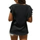 thumbnail image 3 of SAYOO Camisa suelta con botones en la parte delantera para mujer, blusas de trabajo de lunares suizos con cuello en V y mangas con volantes de verano SAYOO  Vida cotidiana, 3 of 4