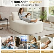 Homefun 67.5'' Oversized Chaise Lounge Indoor,Deep Seat Boneless Corduroy Sleeper Sofa Chair with 2 Pillows,No Assembly