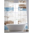 thumbnail image 5 of Retro Blue Sheer Curtains 84 Inches Long 2 Panels Brown Wood Grain Mottled Texture Abstract Art Light Filtering Semi Sheer Window Curtains Drapes for Bedroom Living Room 52"x84", 5 of 7