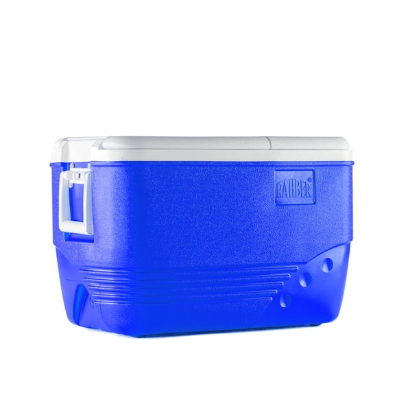Rahber 60.2 Qt Ice Cooler Insulated Ice Chest Box, Hard Sided Portable with Retractable Handle Blue