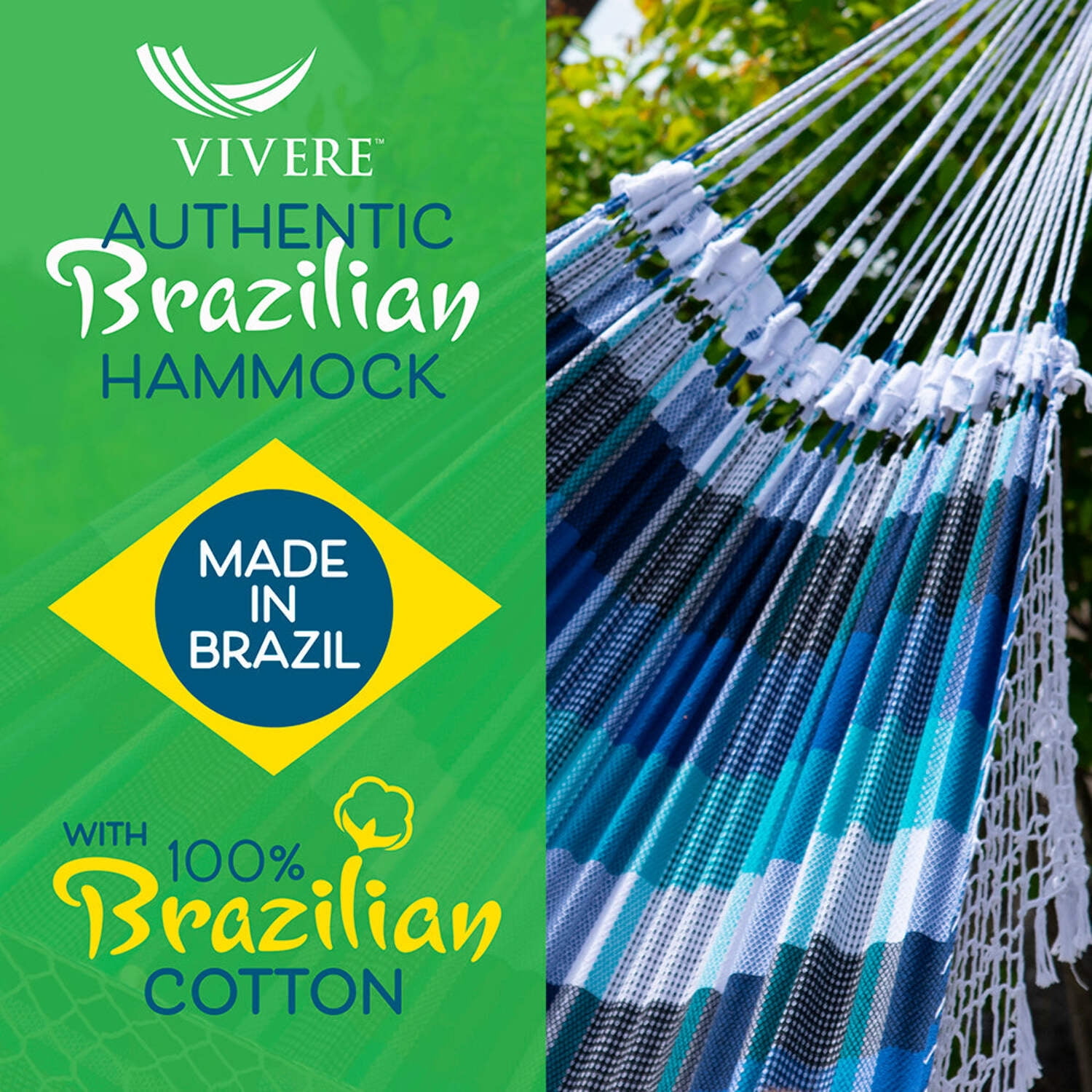 Vivere Authentic Brazilian Freestanding Hammock, Marina