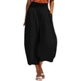 thumbnail image 2 of Bloomae Women's Stretchy Wide Leg Palazzo Capri Pants Casual Wide Elastic High Waist Baggy Lounge Capris Loose Fit Dressy Cropped Trousers with Pockets, 2 of 8