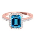 thumbnail image 2 of MauliJewels Rings for Women 3.20 Carat Diamond and Emerald Shaped Blue Topaz Ring prong 10K Rose Gold Gemstone Wedding Jewelry Collection, 2 of 6