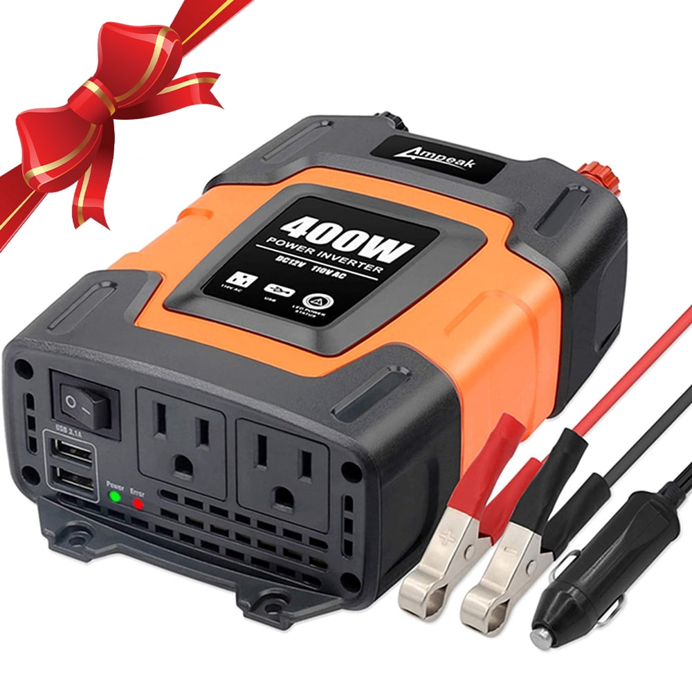 Ampeak 400 Watts Power Inverter DC 12V to 110V AC Car Inverter with 3.1A Dual USB Converter