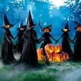 thumbnail image 7 of Set of 3 Glowing Witch Figures, 6 Feet Tall Outdoor Halloween Yard Decoration, Holding Hands LED Statue for Haunted Garden and Lawn Party Displays, 1Pack I, 7 of 7