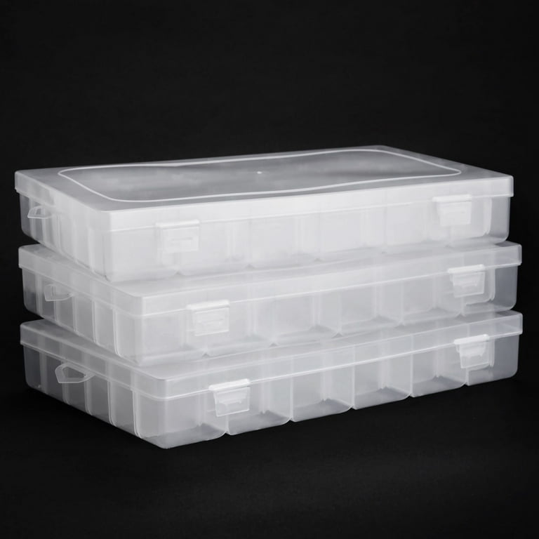 3 Pack Bead Storage Organizer Box with 36 Grids and Removable Dividers -  Plastic Container Tray for Craft, Jewelry and Earrings