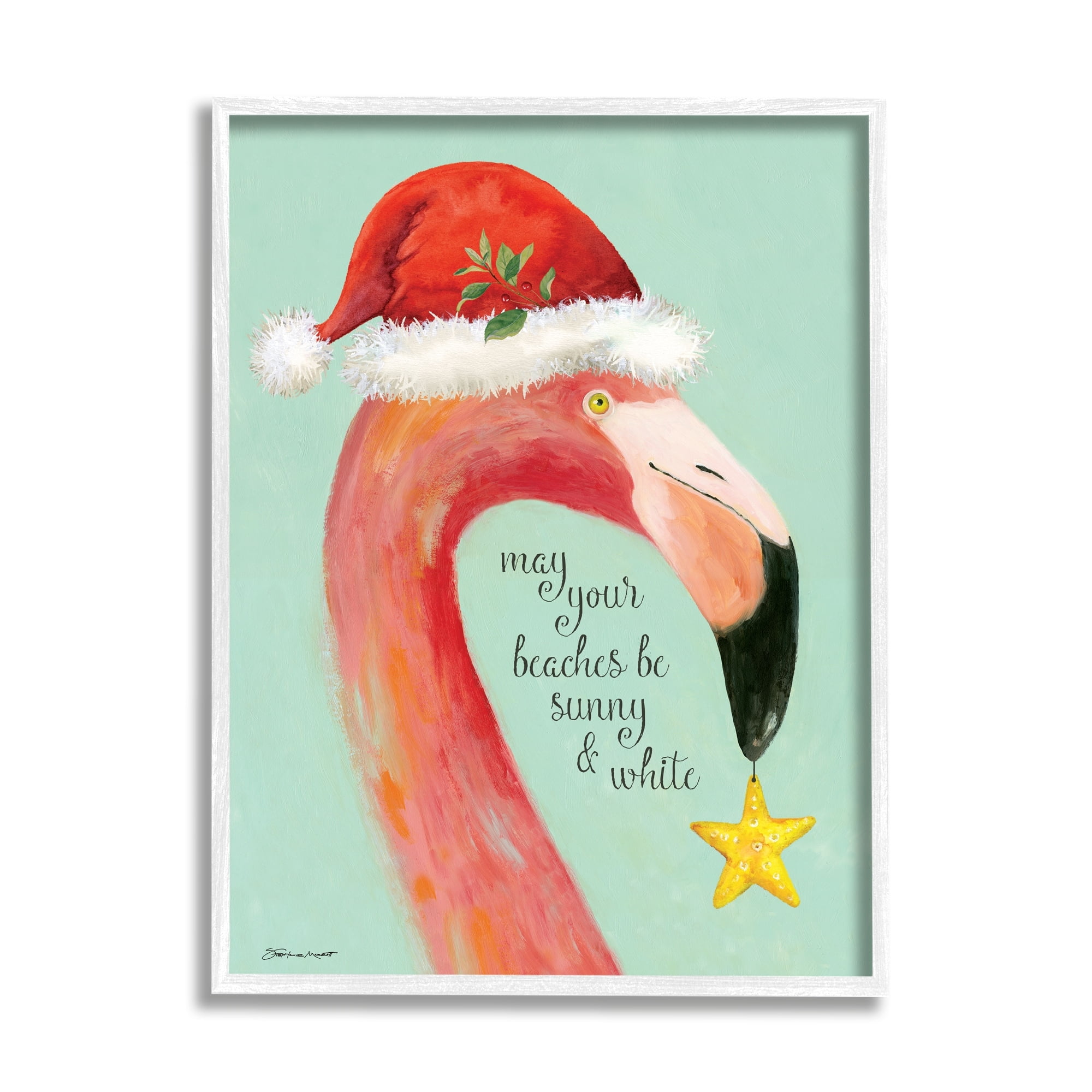 Stupell Industries Beaches Sunny & White Sand Phrase Santa Flamingo, 16 x 20, Design by Stephanie Workman Marrott