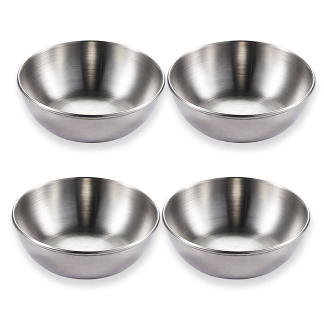 Bewildely Paquete de 4 platos de acero inoxidable para salsas, platos para condimentos, utensilios de cocina, cuencos para mojar, bandeja de Type3 NO3