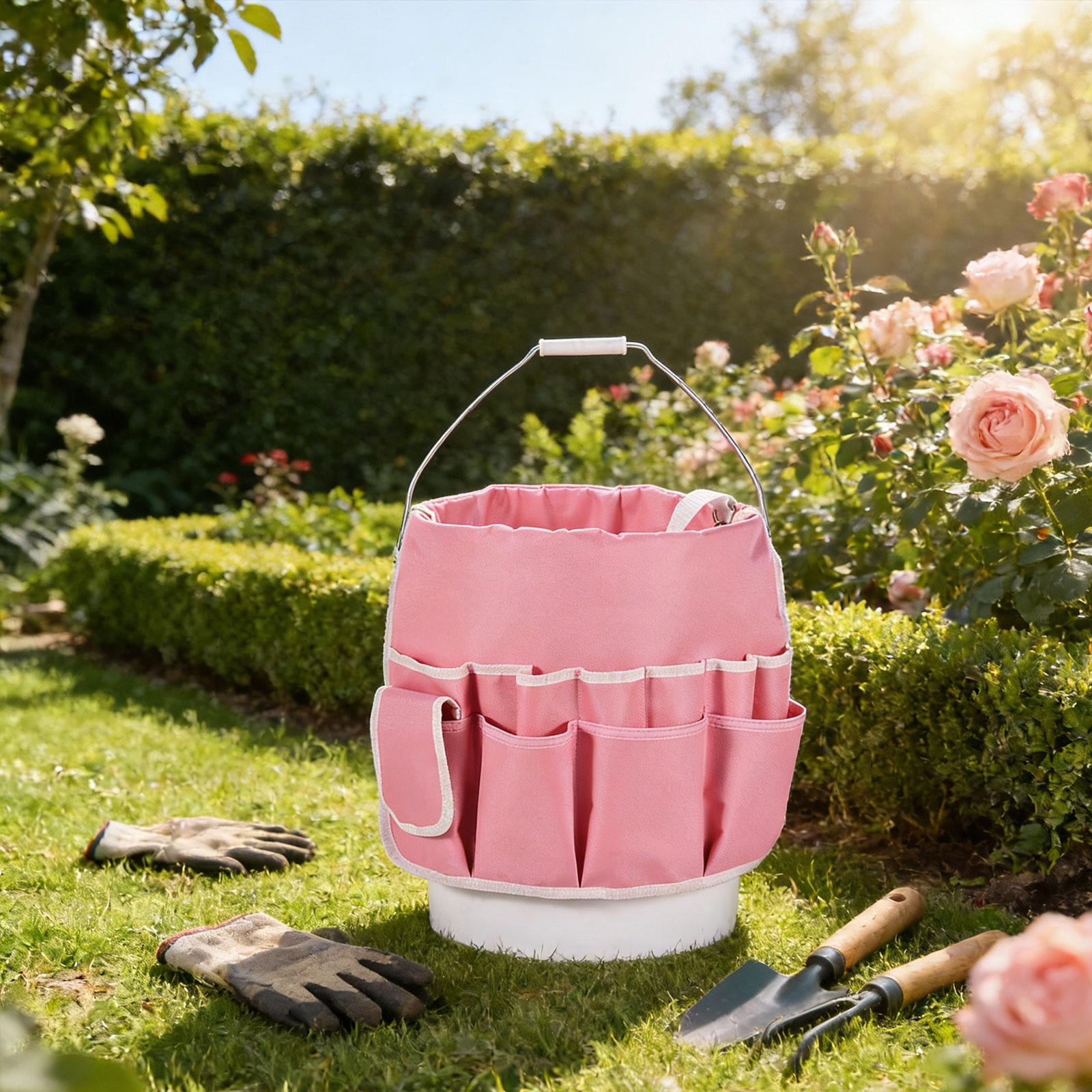 Gardening Tool Bag Bucket Organizer Carrier Multi Pocket Oxford Cloth Waterproof for Outdoor Home DIY