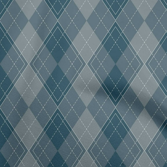 oneOone Polyester Spandex Teal Blue Fabric Check Sewing Fabric By The Yard Printed Diy Clothing Sewing Supplies 56 Inch Wide