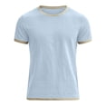 thumbnail image 5 of FINALGANG Mens Contrast Trim Short Sleeve TShirt Crew Neck Slim Fit Casual Tee For Summer Beach Daily Streetwear Blue XXXL, 5 of 5